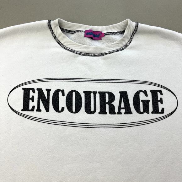 Edikted Encourage Sweatshirt Womens Small White Relaxed Boxy Fit Crewneck y2k - Picture 2 of 10
